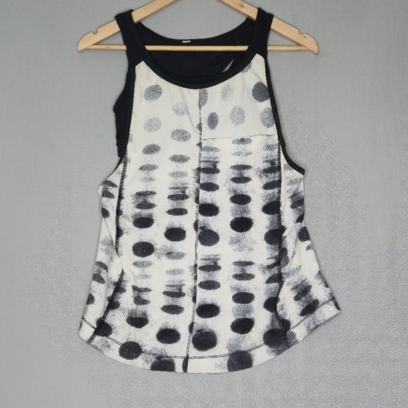 Lululemon Run: For Your Money Tank Seaside Dot White / Black Size 4 - Picture 1 of 11